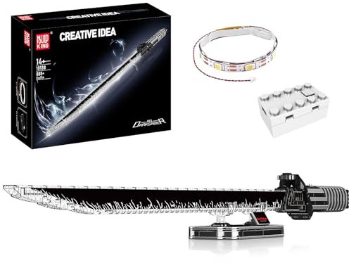 Mould King 10138 Technik Schwert Bausteine Modell, 885 Teile Klemmbausteine Bausatz als Geschenk/Sammlerstücke, Waffen Spielzeug Blockmodell mit Beleuchtung und Ständer