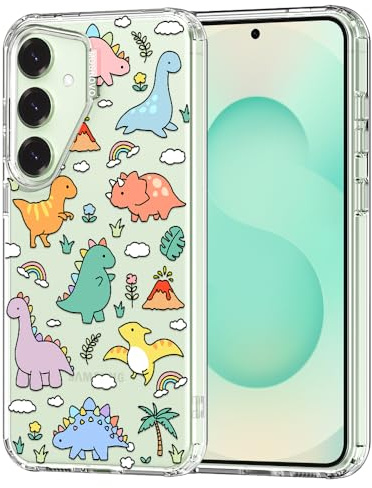 MOSNOVO für Samsung Galaxy S25 / Galaxy S24 Hülle – Durchsichtige, schlanke, stoßfeste TPU+PC-Handyhülle, [6,6 Fuß Fallschutz/Anti-Abziehen] - Dinosaurierland