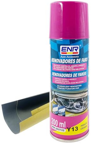 Enerfero Abrillantador de Faros con Barniz para Faros - Alto Brillo y Resistente a la abrasión - Elimina óxido, amarilleamiento y arañazos de los Faros, fácil de Usar - 200ml