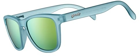 goodr Sunbathing with Wizards, Polarised Sunglasses for Men & Women, Medium Sized (OG), Light Blue Translucent Frames with Gold Mirrored Reflective Lenses, UV400 Protection, No Slip, No Bounce
