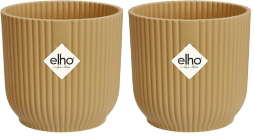 elho Vibes Fold Rund Mini 11 Pflanzentopf - Blumentopf für Innen - 100% recyceltem Plastik - Ø 11.1 x H 10.5 cm - Gelb/Buttergelb (Packung mit 2)
