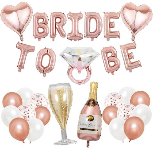 KOBOKO Bride to Be Deko Ballons, Junggesellenabschied Frauen Deko Luftballons Rosegold, Jga Deko Frauen Folienballons, Rosegold Ballon für Junggesellenabschied Deko,Brautparty,Bachelorette Party Deko