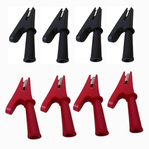 GDQLCNXB Lot de 4 pinces crocodiles entièrement isolées, 30 A pour protéger les pinces crocodiles noires + 4 rouges