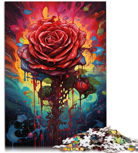 Puzzles pour Adultes 1000 pièces Rose écarlate Jouet éducatif Anti-Stress Puzzle Anti-Stress pour Adolescents de 14 Ans et Plus 50x75cm