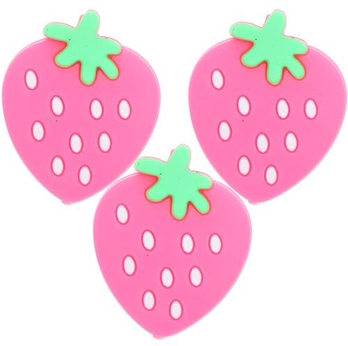 3 Stück Tennis-Vibrationsdämpfer, Stoßdämpfer für Tennisschläger, erdbeerförmiges Silikon-Dämpferwerkzeug für Tennisschläger-Saitendämpfer, niedliches Tenniszubehör