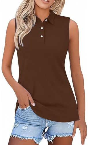 Poloshirt Ärmellos Damen Polo Shirt Golf Polo Sommershirts Polohemd Casual Oberteil Business Bluse Atmungsaktiv Sport Top Yoga Aktivbekleidung Tank Top mit Kragen