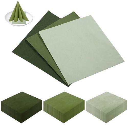 Servietten Salbeigrün,120 Stück Servietten Grün 33x33cm,Servietten Eukalyptus Grün,Airlaid Servietten Stoffähnlich,Edle Tischdeko,für Hochzeit,Kommunion,Konfirmation,Taufe & Geburtstag