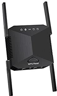 2025 Newest WiFi Extender, WiFi Booster, 4 Antennas Up to 5000 Sq.ft and 50 Devices, WiFi Repeater, Wireless Internet Repeater with Ethernet Port, 1-Click Setup, Access Point, UK plug - black