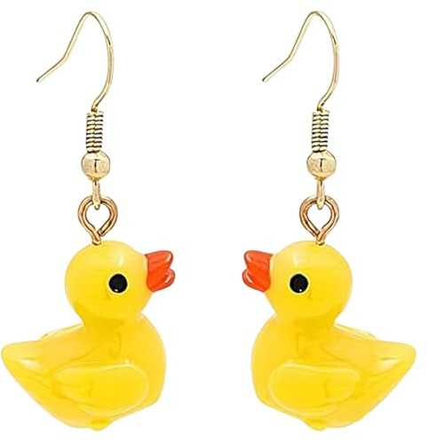 Enten Ohrringe, Kleine Gelbe Entenohrringe, Niedlich Acryl Baumelnde Ohrringe Personalisiert Bezaubernd Cartoon Stil Lustig Accessoires für Mädchen Frauen