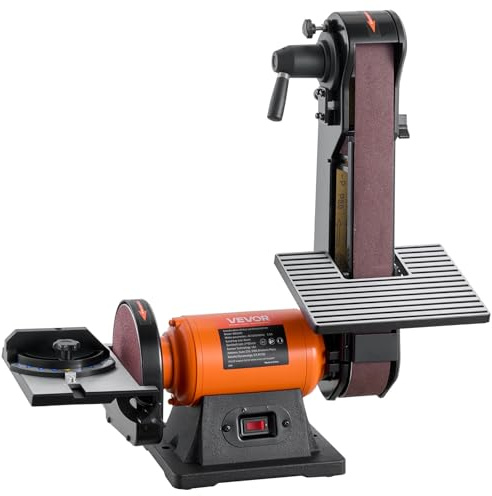 VEVOR 6 Disc Sander & 2 x 42 Belt Sander, 420W Professional Bench Belt Disc Sanders Combo with Multiple Angle Adjustments for DIY Woodworking, Furniture Refinishing, Knife Sharpening
