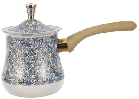 Amosfun Cafetière Turque 720 Ml en Acier Inoxydable avec Poignée en Bois Compatible Plaques à Induction et Gaz Cafetière Grecque Vintage pour Préparation Café Turc et Thé Chai