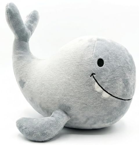 Grey Whale Doorstop – 1.4 kg Heavy Fabric Door Holder, 28 × 22 × 20 cm, Decorative Door Stop for Living Room, Hallway & Children’s Bedroom