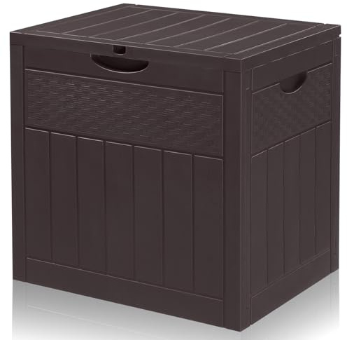 HOBBYZOO Gartenbox wasserdicht, 126L Outdoor Aufbewahrungsbox für Gartenmöbel, Poolzubehör und Werkzeug, 56 x 53 x 43 cm, Braun
