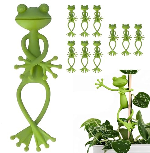 KINDLUME 10 Pièces Grenouille Tuteur Plante, Support de Plantes Grenouille, Tuteur Plante Intérieur, Attache Plante, Figurine Décorative Verte, pour Plantes en Pot, Décoration Jardin, Cadeau Original