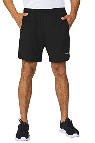 baleaf Men's 5 Running Athletic Shorts with Liner Black S