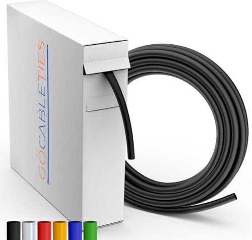Gocableties 1.2mm x 12m – Black, 2:1 Ratio, Flexible Cable Sleeving – Flame Retardant Heat Shrink Tubing Mini Reel, for Electrical Insulation, Repairs, Wire & Connector Wrap