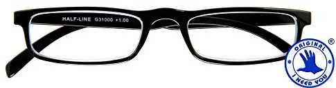 I NEED YOU HALF-LINE, G31000, Kunststoffbrille mit Federtechnik, schwarz, +3 Dioptrien
