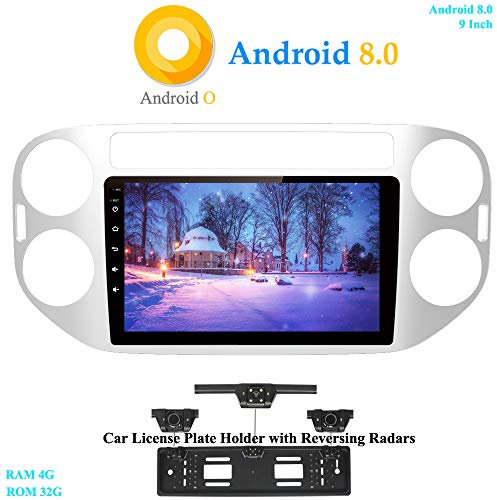 XISEDO Android 8.0 Autoradio In-dash Car Radio 9 Pollici 8-Core RAM 4G ROM 32G Car Stereo Navigatore GPS per Volkswagen Tiguan (2010-2015) (con Carta Targhetta Auto con Radar di Parcheggio)