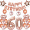 luftballons 60 jahre geburtstag deko rosegold frau,Geburtstagsdeko 60 Jahre frauen Dekoration rosegold folienballon 60. Geburtstag Deko frau happy birthday 60 jahre geburtstag ballon frauen(60)