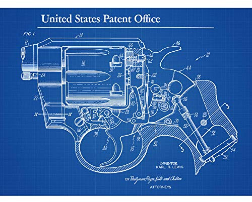 Artery8 Lewis Colt Revolver Gun Firing Mechanism 1972 Patent Art Print Canvas Premium Wall Decor Poster Mural Wand Deko