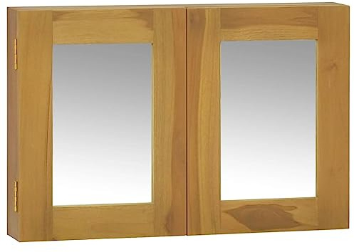 MNISDFL Schließfach Werkzeugschrank Aufbewahrungsregal Spiegelschrank 60x10x40 cm Massivholz Teak
