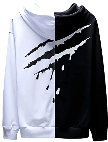 XIAOYAO Felpa da Uomo con Cappuccio Techwear Hip Hop Unisex Streetwear Patchwork Jumper Sportiva Maglia