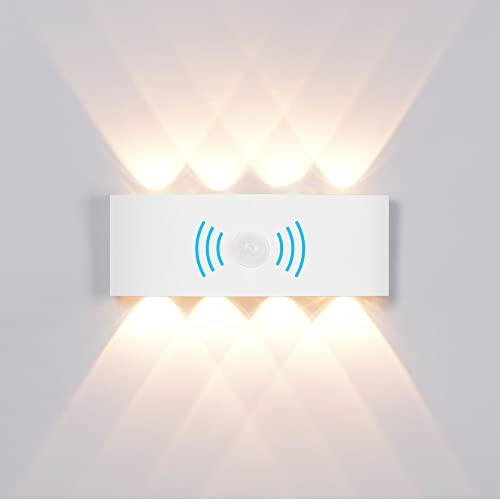 Midore Außenlampe mit Bewegungsmelder 8W IP65 LED Außenlampe Sensor Modern Aussenleuchte Aluminium Acryl Wandleuchte für Terrasse, Garten, Korridor Wandleuchte 3000K