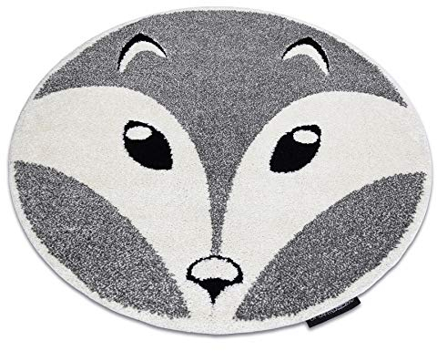 Moderne Kinderteppiche Joy Fox, Fuchs, für Babyzimmer, Spielteppiche, Kinderzimmer, strukturelle Zwei Ebenen des Vlieses grau/Creme Kreis 160 cm