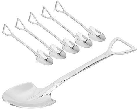 Different Gift Teaspoons, Triangular Hanging Hole Convenient Cleaning 5pcs Dessert Spoons, Streamlined Handles Smoothly for Coffee Shop Home(Sharp spoon)