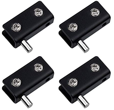 UFURMATE Bisagra pivotante, 4 piezas de bisagras de vidrio sin marco para puerta de vidrio negro, clips de puerta de acero inoxidable con pasador ajustable bisagra kit para puerta de vidrio 5-6mm