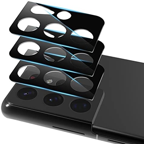 CloudValley Lot de 3 Verre Trempé pour Samsung Galaxy S21 Ultra 6.8'' - Protecteur Caméra Arrière, Film de Protection 9H Sans Bulles pour Lentille - Noir