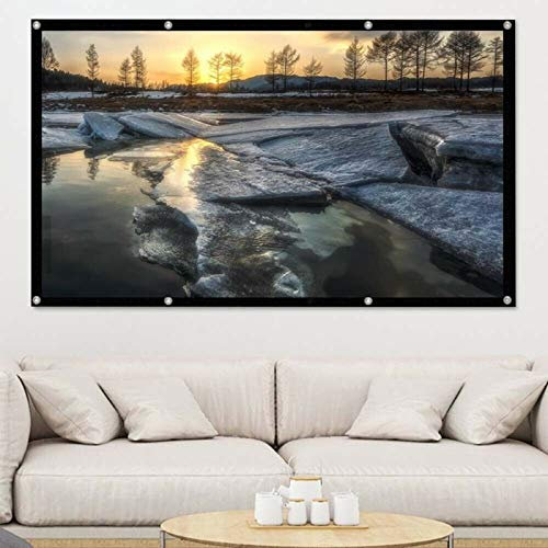 Dhouse Foldable Projector Screen, Indoor/Outdoor, 150 White Matte, Polyester, Wall Mount, 16:9 Aspect Ratio, Ideal for Home Theater, Cinema, Camping