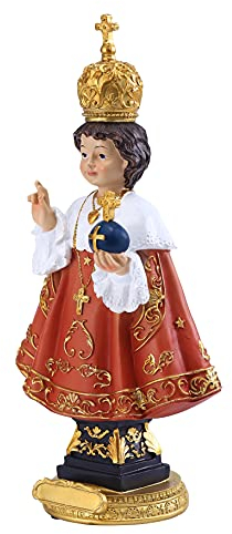Vinbcorw Religiöse Statue Prager Jesuskind in Harz Prager Säugling cm 30 handbemalt,Rot