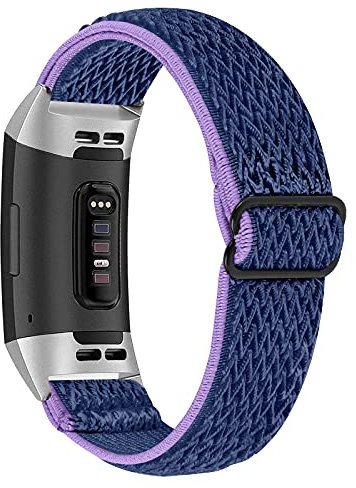 Ginamart Sportarmband kompatibel mit Fitbit Charge 4/Charge 3/Charge 3 SE Armband, weiches, atmungsaktives Nylongewebe, elastisches Ersatzarmband für Damen und Herren, Nylon (Blau)