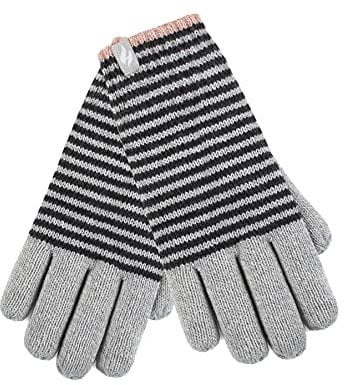 HEAT HOLDERS - Damen Winter Fleece Strick Elegant Norwegermuster Handschuhe (S-M, Grey (Oslo))