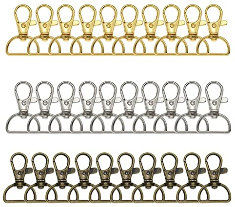 Exbrith 30 Stück Drehbarer Lanyard Karabiner, Haken Drehverschlüsse, Drehverschlüsse Lanyard Karabinerhaken, für Lanyards, Schlüsselanhänger, Handtaschen, Rucksäcke, Gürtel, Hundehalsbänder