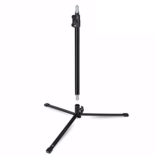 Walimex pro Boden-Lampenstativ mit extra Mittelsäule für Lampen, Kameras, Blitze I 12-90cm Höhe stufenlos einstellbar I Gummifüße für festen Stand I belastbar bis 3 kg I 5/8 Spigot mit 3/8 & 1/4 Zoll