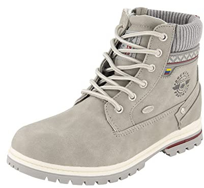 Dockers by Gerli bambina Stivaletti allacciati, ragazza Stivaletti,idrorepellente,stivali con lacci,cerniera lampo,boots,hellgrau,33 EU / 1 UK