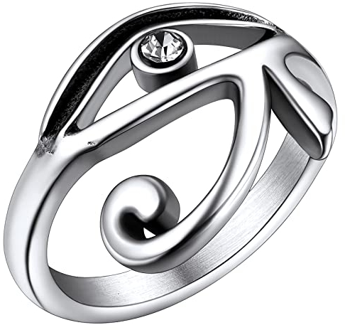 FaithHeart herren Bandring mit Vintage Horus Auge herren männer Bandringe mit Strasssteine Siegelring für Vatertag/Valentinstag/Geburtstag