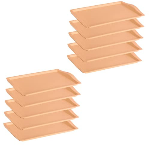 10x Serviertablett, Frühstückstablett, Kunststoff, BPA-frei, rechteckig, Gastro, Kantine, Küche, Pastell-Farben, Mehrweg, apricot