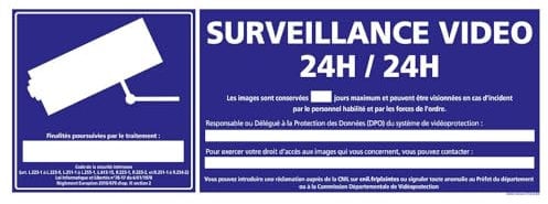 Panneau Information Surveillance Vidéo 24 h/24. G0325. Signalisation Information Sécurité. Autocollant, PVC ou Alu - 210 x 75 mm - Adhésif - Adhésif -