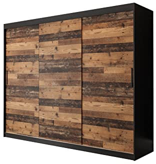 mb-moebel Armoire de Chambre avec 3 Portes coulissantes Dressing Garde-Robe Penderie (Tringle) avec étagères (LxHxP): 250x200x62 cm - Alter STIL T (avec tiroirs)