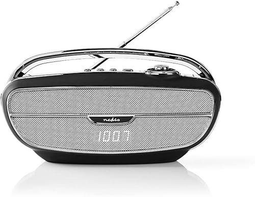 Retro Bluetooth FM Radio | Hands Free Conference Speaker + Microphone for Calls | 7 Hours Playback | 60w Peak Power Output