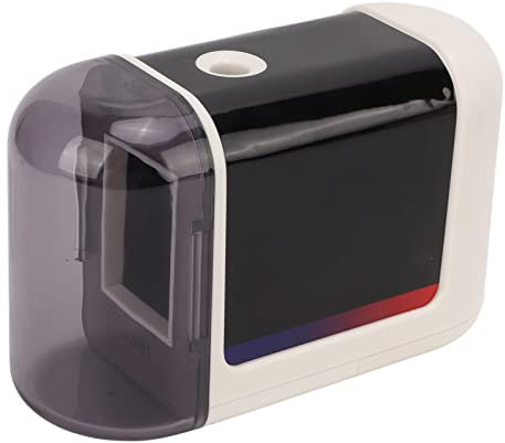 Electric Pencil Sharpener with Auto Stop - Battery Powered Sharpener for Coloured & Graphite Pencils, Quiet Spiral Blade Design, Home School Office Use
