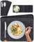 MIQIO Tischset aus Filz - 24er Tisch Untersetzer-Set - Filz Tischset abwaschbar - 8 Platzsets, Glasuntersetzer, Bestecktaschen | dunkelgrau | Filzuntersetzer eckig - Platzdeckchen für Weihnachten