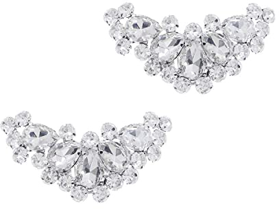 DRERIO Kristall Schuhclips Strass Silber Schuhschnallen Schmuck Schuhzubehör für Frauen, Mädchen, Hochzeit, Abschlussball, Party, High Heels