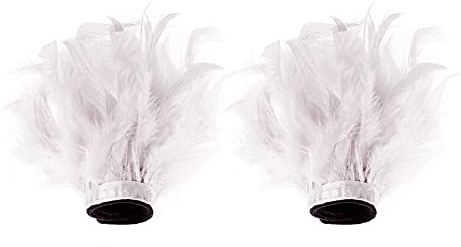 1 Paar Damen Feder Manschetten,Feder-Slap-Armbänder Damen Handgelenk Knöchelmanschette Fußkettchen Haar-Accessoire, Pelzarmband,Partyzubehör für Gatsby Halloween Cosplay Party für Frauen,Weiss