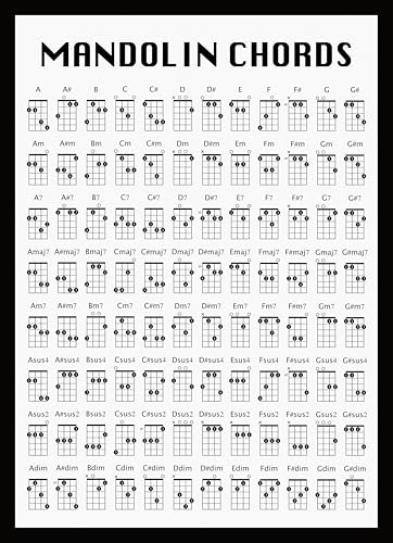 Mandolin Chord Poster, Mandolin Chord Chart, Mandolin Wall Art, Mandolin Birthday Gift Present (A3 Unframed, 42cm x 29.7cm)