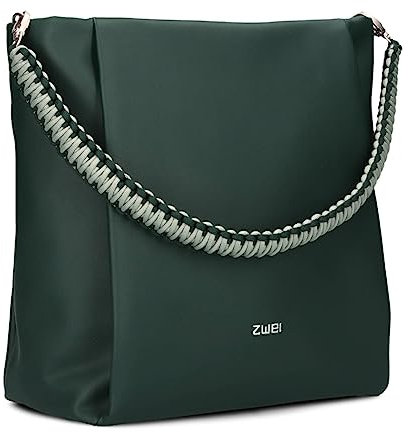 Damen Shopper Yuna YU120 elegante Schultertasche 7 Liter geflochtener Schultergurt, hochwertiges Kunstleder inkl. langem Schultergurt als Umhängetasche zu tragen + Schlüsselband (pine)