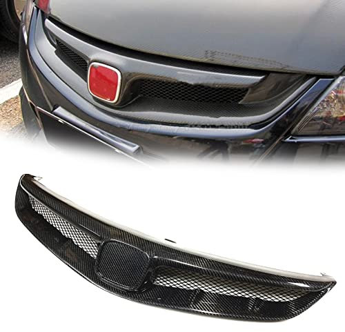 WMTCNC Coche Accesorios Parrilla De Carreras De Fibra De Carbono Real, Parachoques Superior De Coche, Capó, Malla, Kit De Cuerpo, Rejilla para Honda para Cívica 2006-2008 FD2 JDM